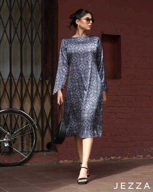 Printed Satin Dress 66441